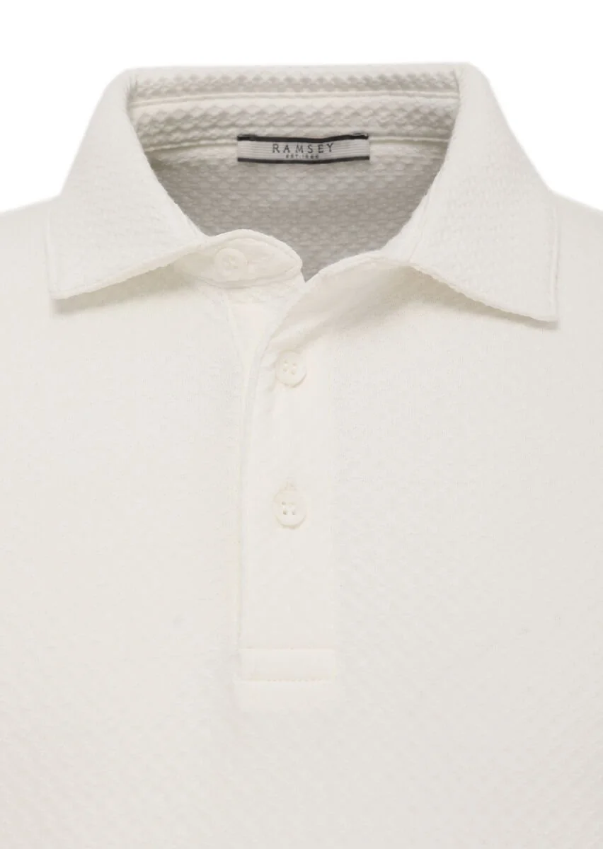 Beyaz Polo Yaka Pamuk Karışımlı T-Shirt - 2