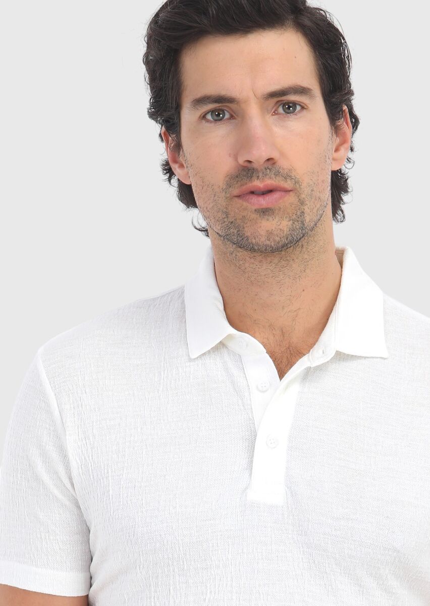 Beyaz Polo Yaka T-Shirt - 3