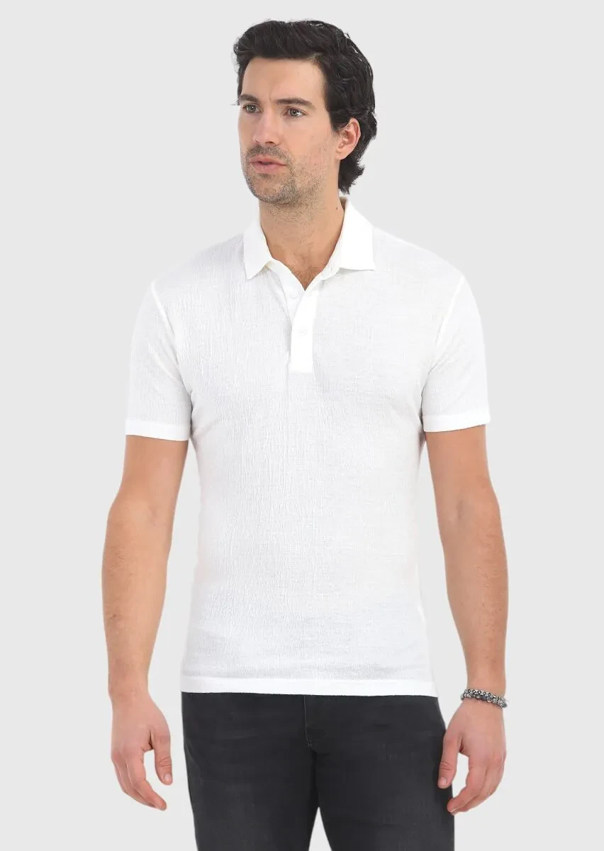 Beyaz Polo Yaka T-Shirt - 2