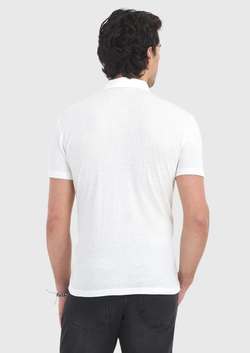 Beyaz Polo Yaka T-Shirt - 4