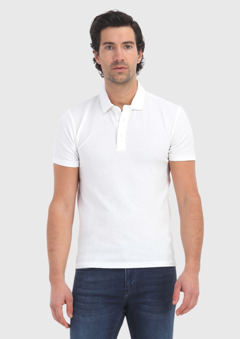 Beyaz Polo Yaka T-Shirt - 2