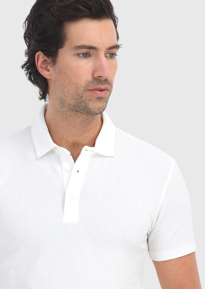Beyaz Polo Yaka T-Shirt - 3