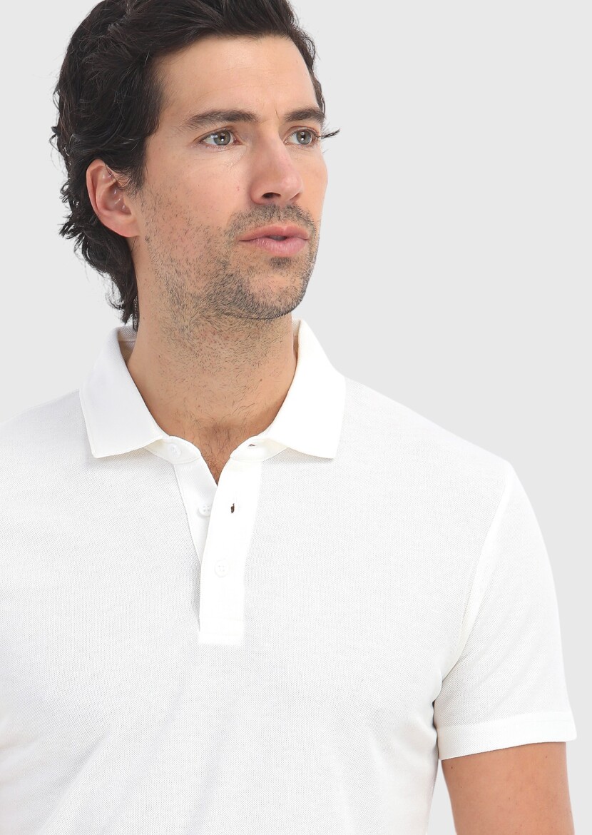 Beyaz Polo Yaka T-Shirt - 3
