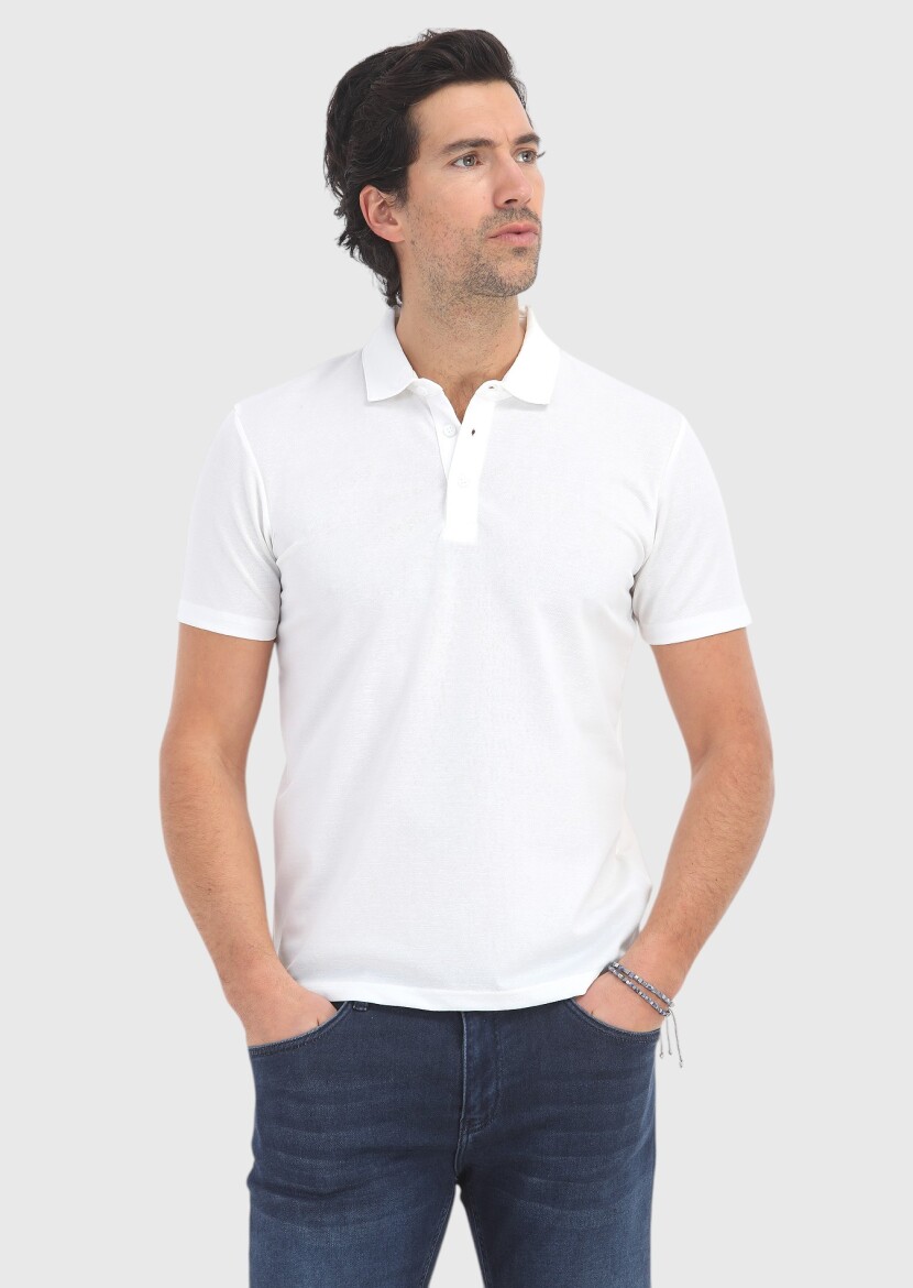 Beyaz Polo Yaka T-Shirt - 2