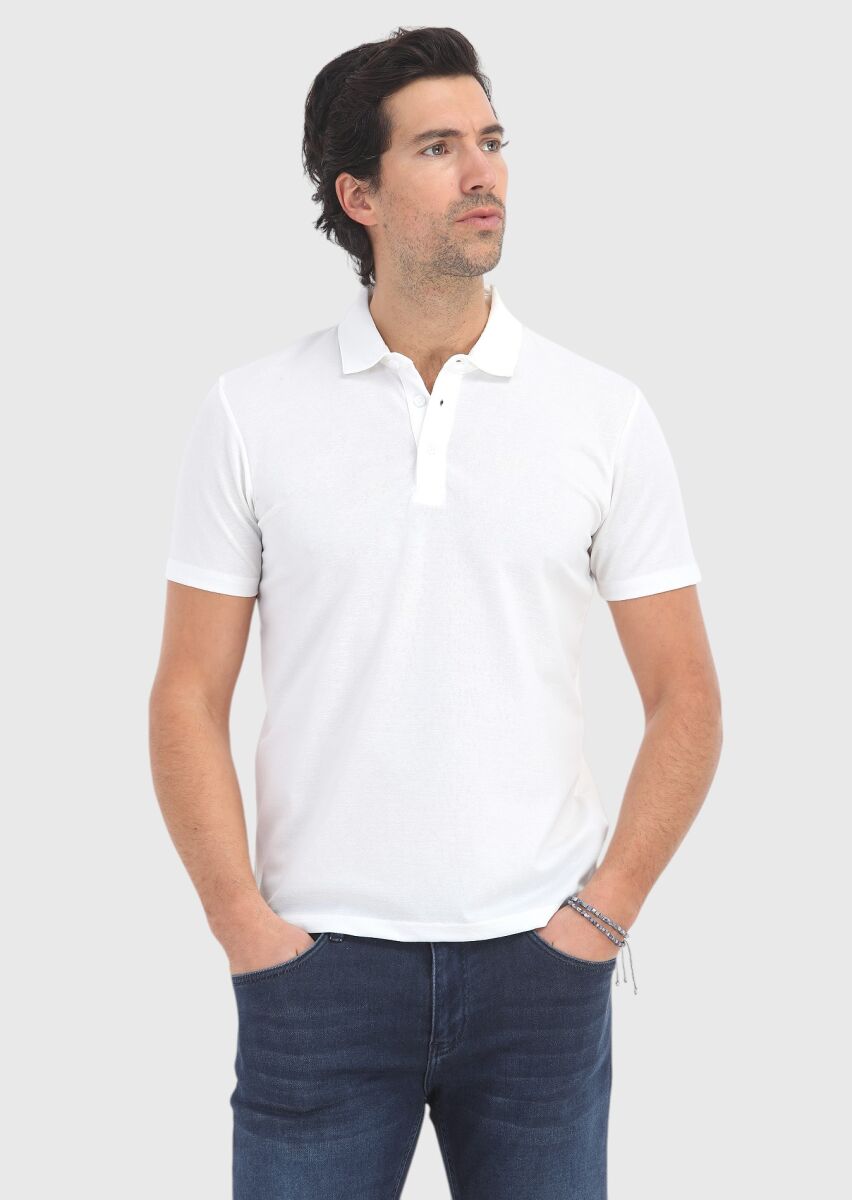 Beyaz Polo Yaka T-Shirt - 2