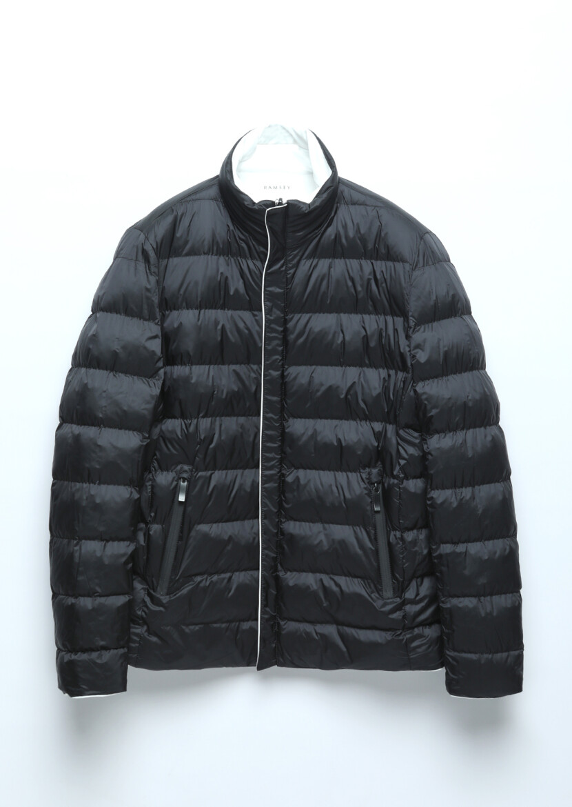 Beyaz Regular Fit Dik Yaka Casual Dokuma Çift Taraflı Mont - 11