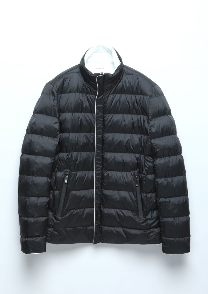 Beyaz Regular Fit Dik Yaka Casual Dokuma Çift Taraflı Mont - 11