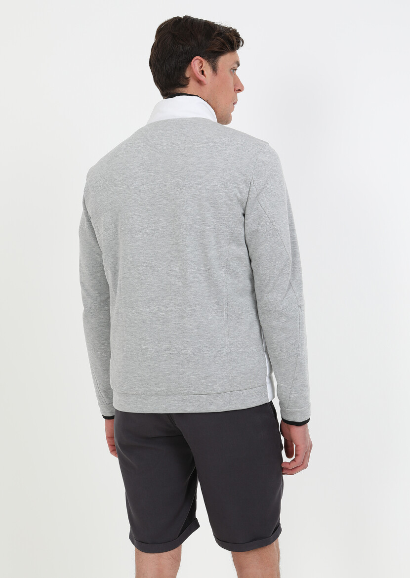 Beyaz Regular Fit Dik Yaka Denim Dokuma Mont - 8