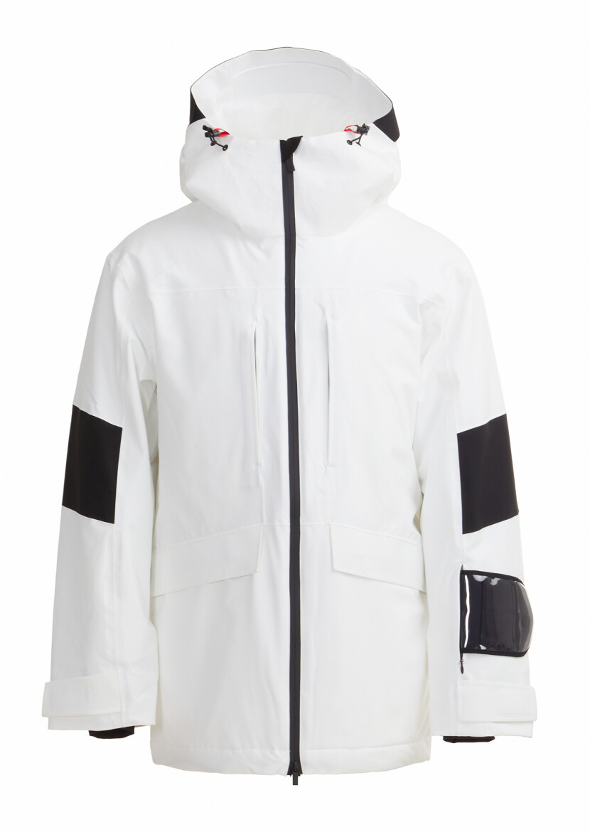 Beyaz Regular Fit Kapüşonlu Casual Dokuma Kaban - 1