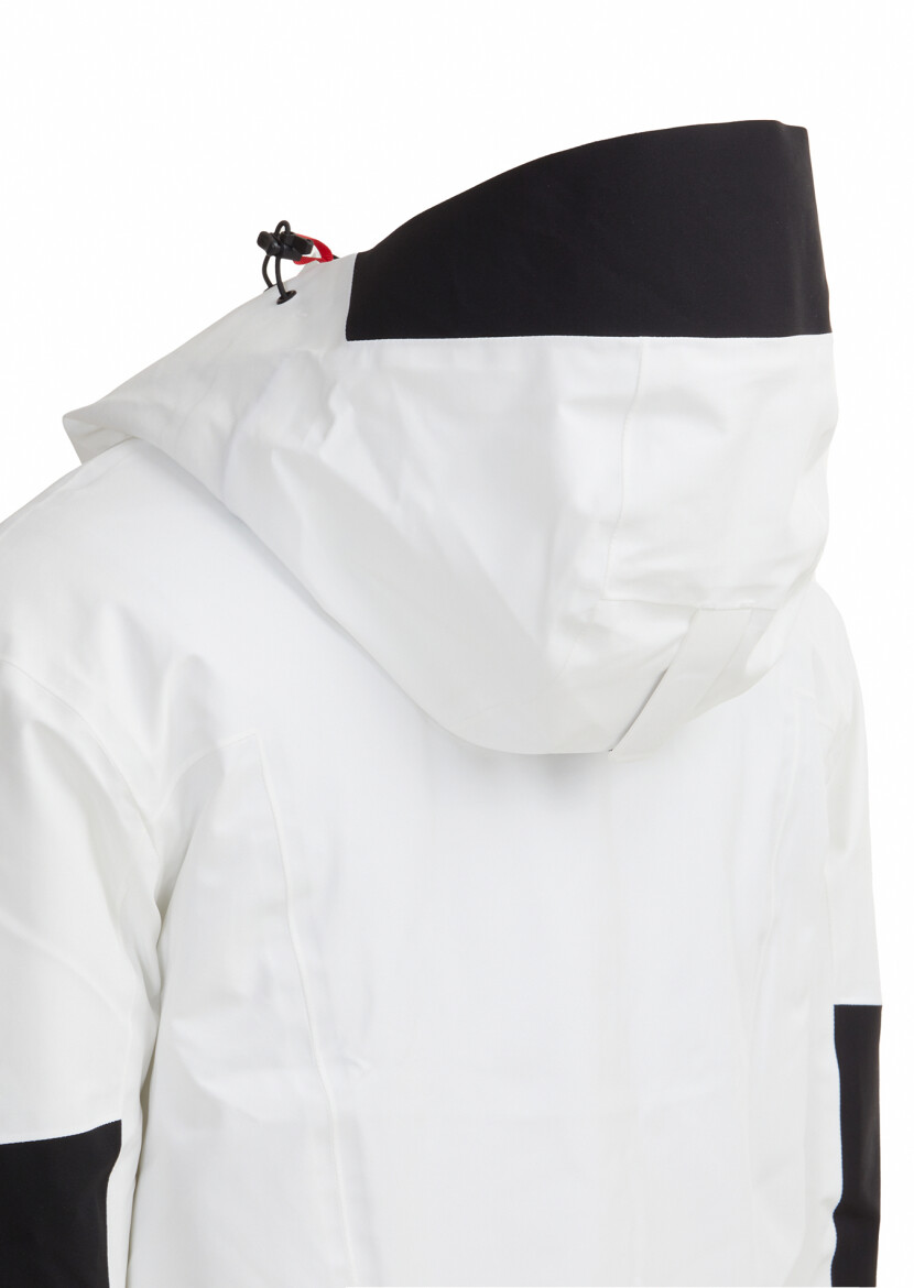 Beyaz Regular Fit Kapüşonlu Casual Dokuma Kaban - 12
