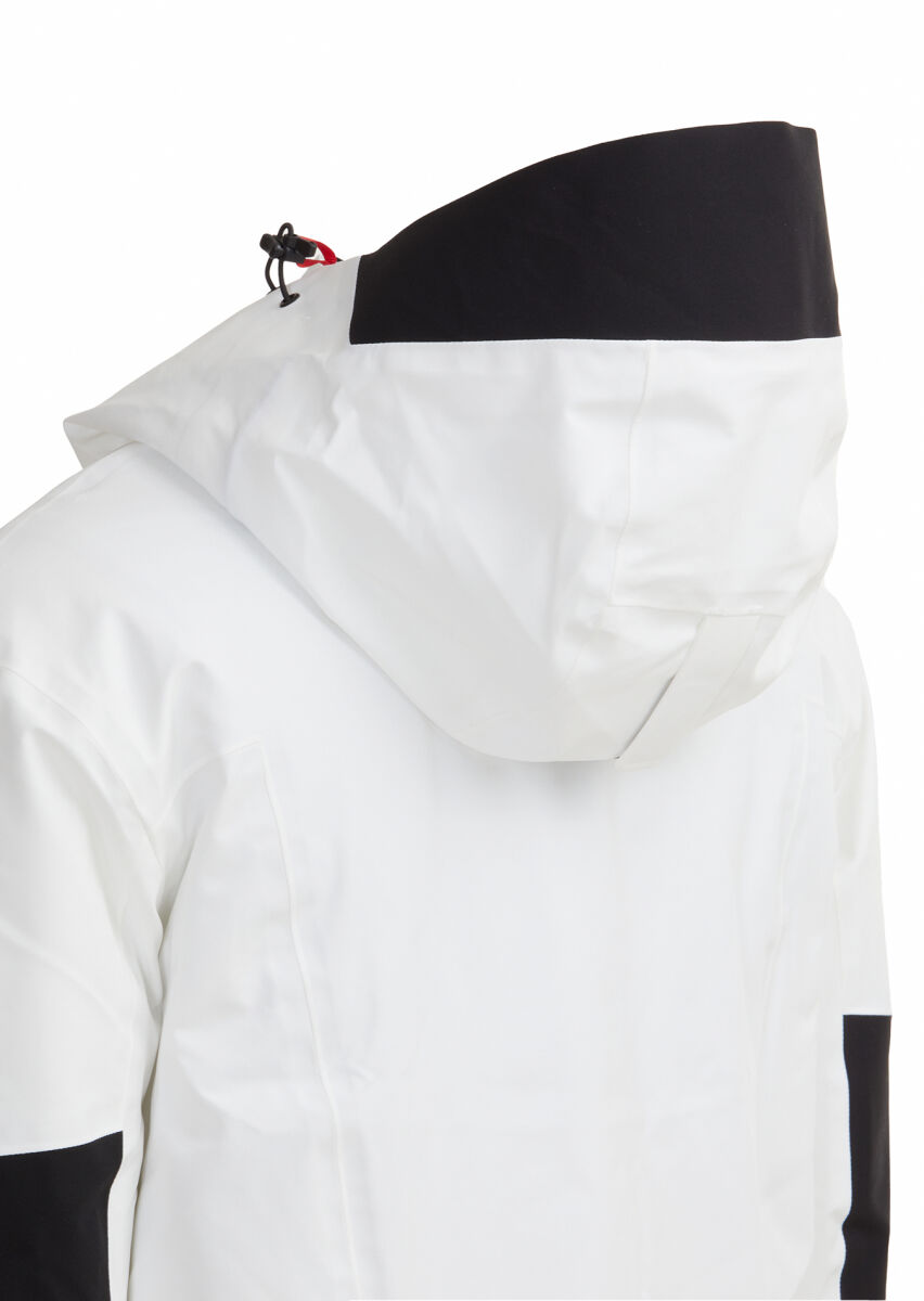 Beyaz Regular Fit Kapüşonlu Casual Dokuma Kaban - 12