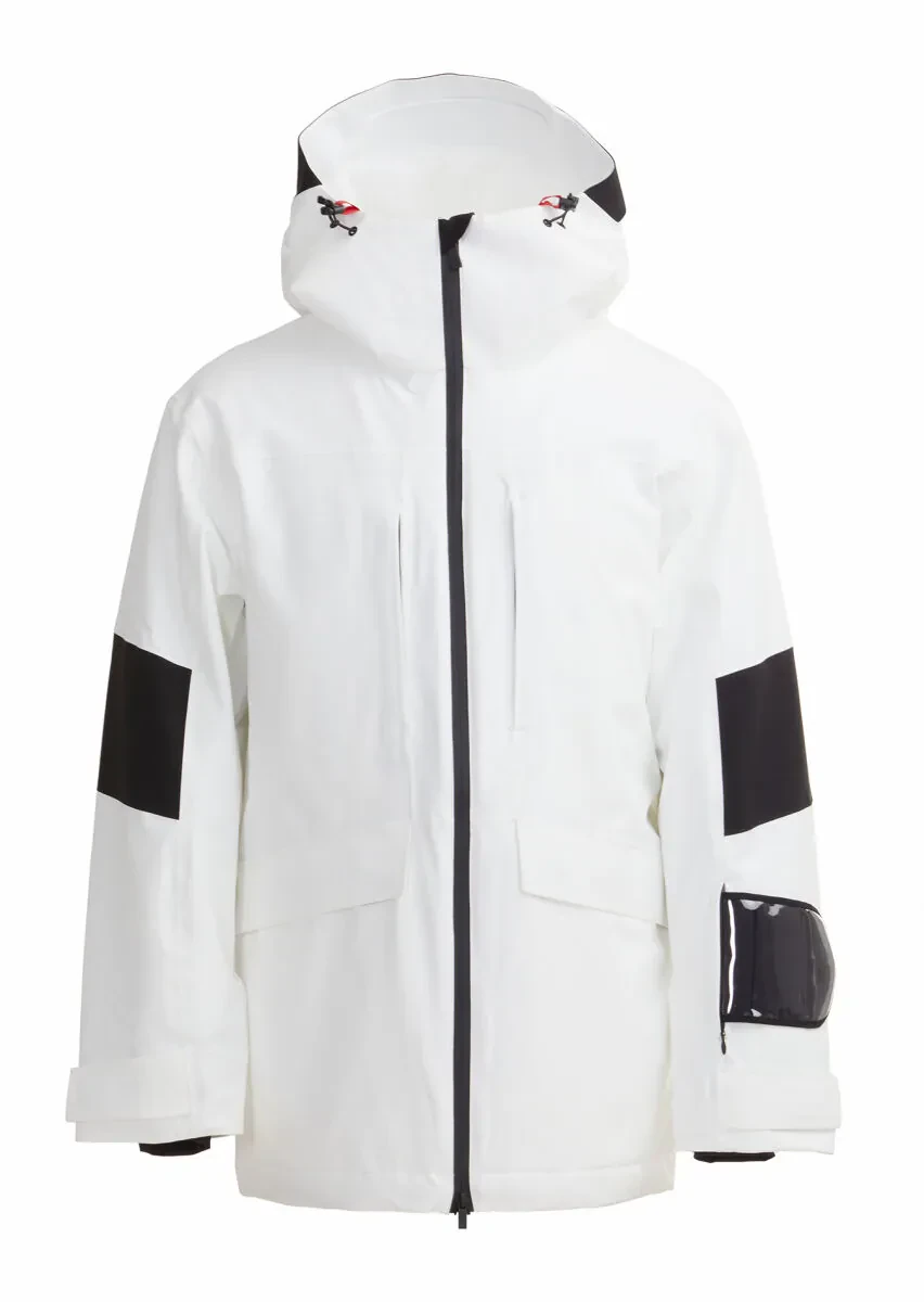 Beyaz Regular Fit Kapüşonlu Casual Dokuma Kaban - 1