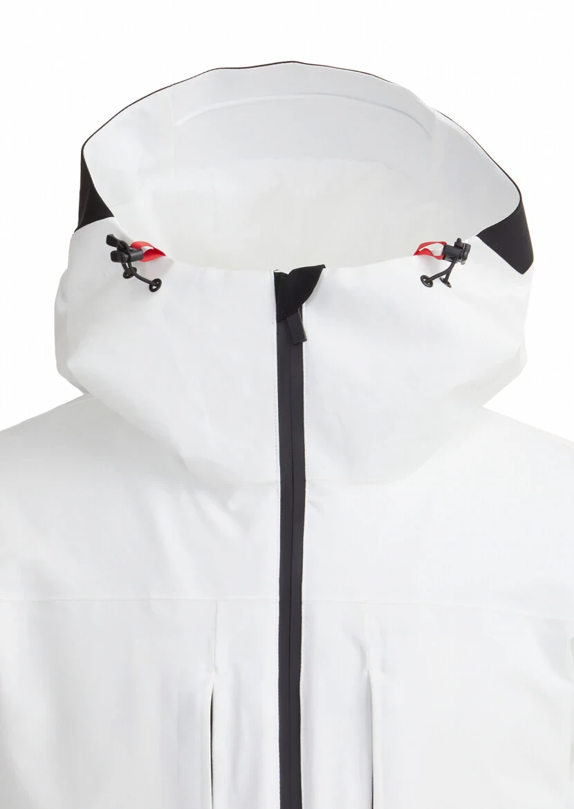 Beyaz Regular Fit Kapüşonlu Casual Dokuma Kaban 