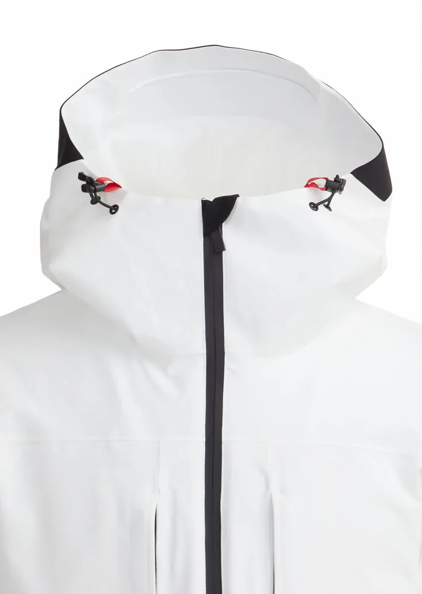 Beyaz Regular Fit Kapüşonlu Casual Dokuma Kaban - 2