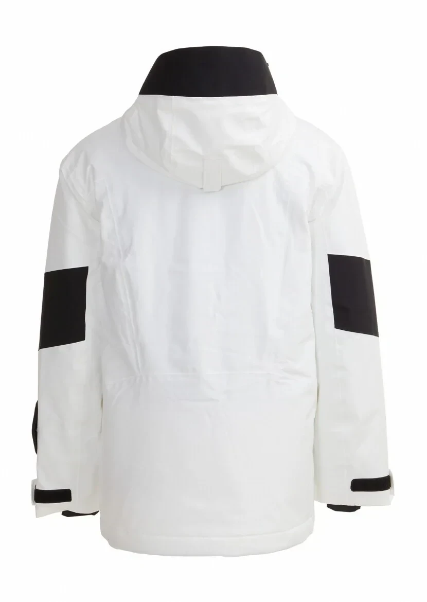Beyaz Regular Fit Kapüşonlu Casual Dokuma Kaban - 13