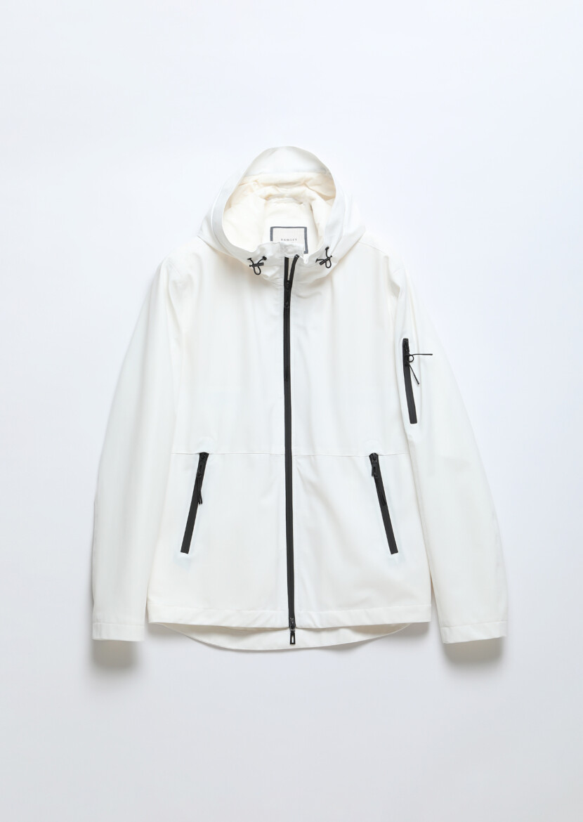 Beyaz Regular Fit Kapüşonlu Casual Dokuma Mont - 6