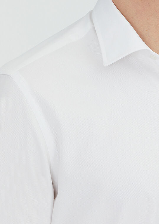 Beyaz Regular Fit Uzun Dokuma Klasik %100 Pamuk Gömlek - 3