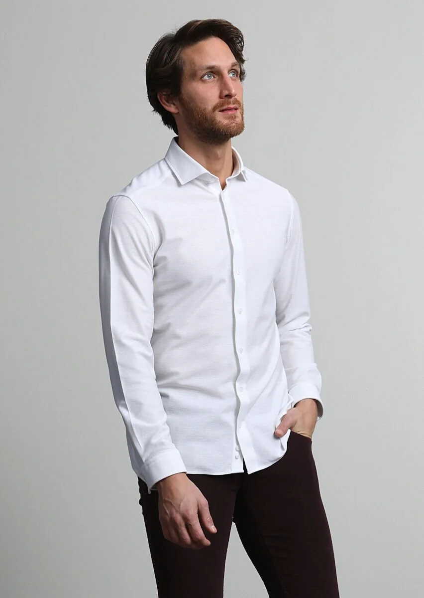 Beyaz Slim Fit Casual %100 Pamuk Gömlek - 1
