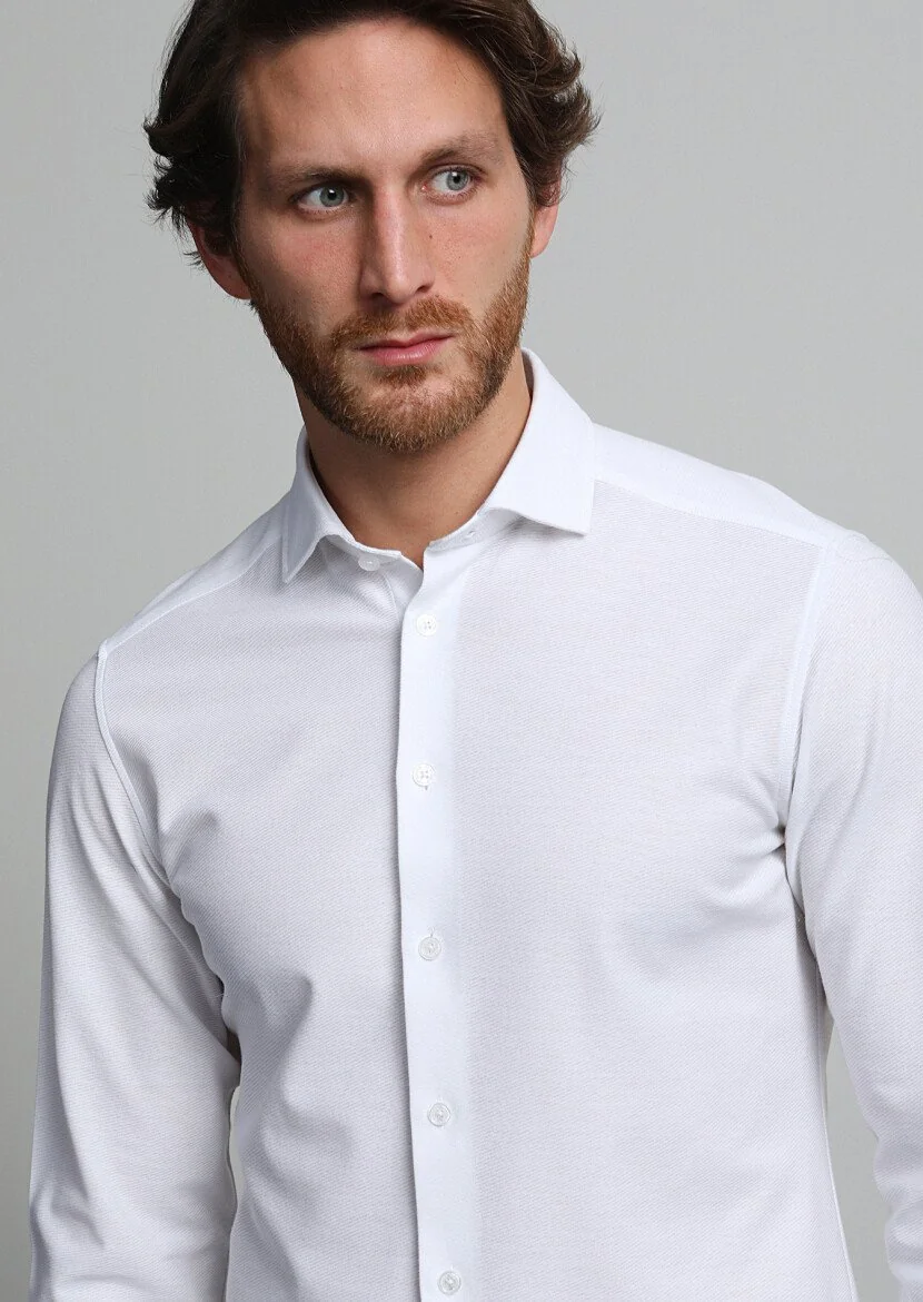 Beyaz Slim Fit Casual %100 Pamuk Gömlek 