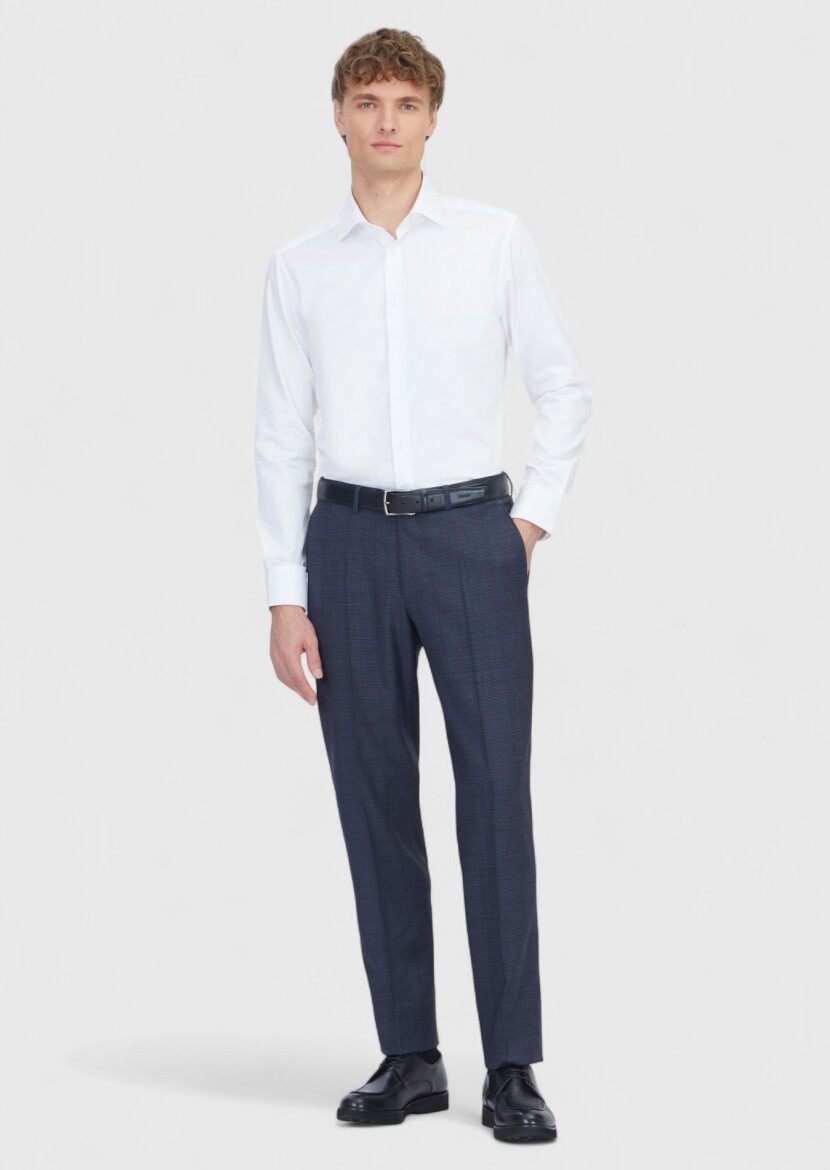 Beyaz Slim Fit Dokuma Klasik %100 Pamuk Gömlek 