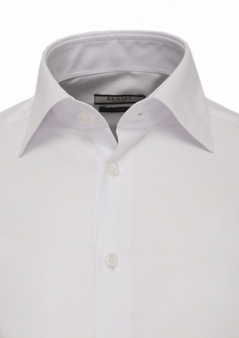 Beyaz Slim Fit Dokuma Klasik %100 Pamuk Gömlek - 2