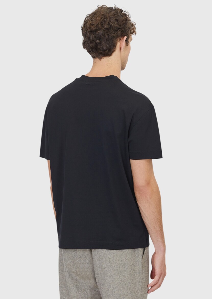 Black Plain Crew Neck 100% Cotton T-Shirt - 4