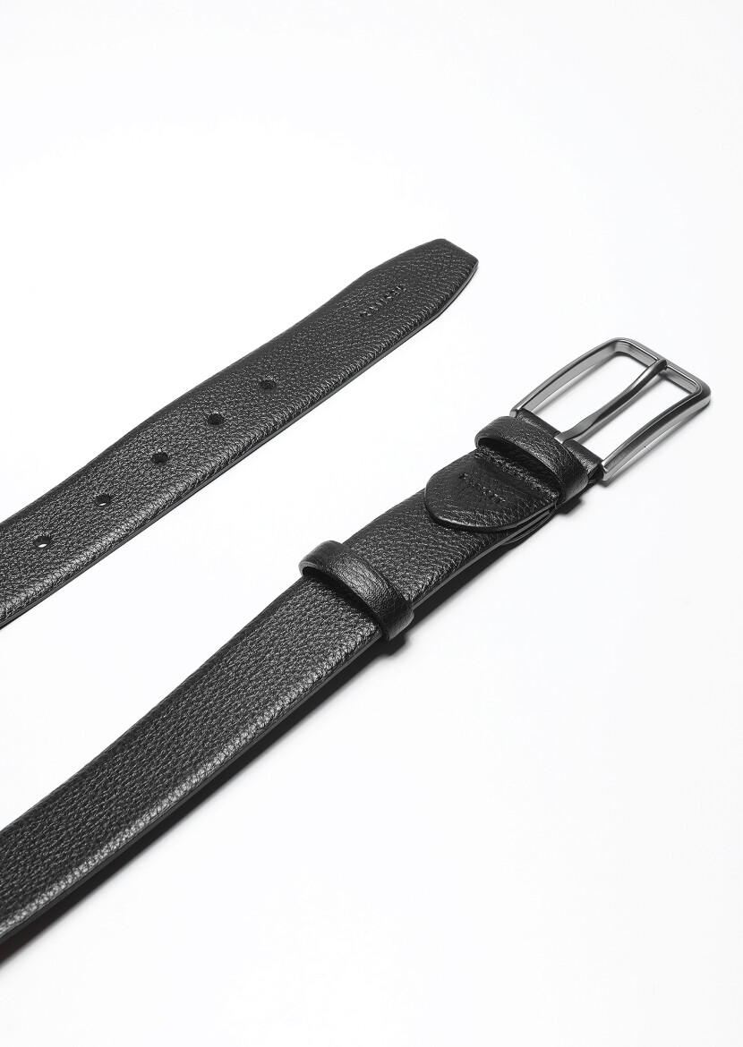Black %100 Cow Leather Belt - 1
