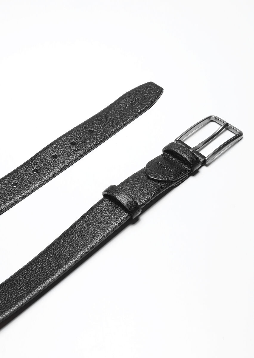 Black %100 Cow Leather Belt - 1