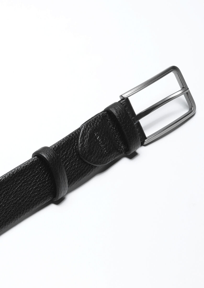 Black %100 Cow Leather Belt - 2