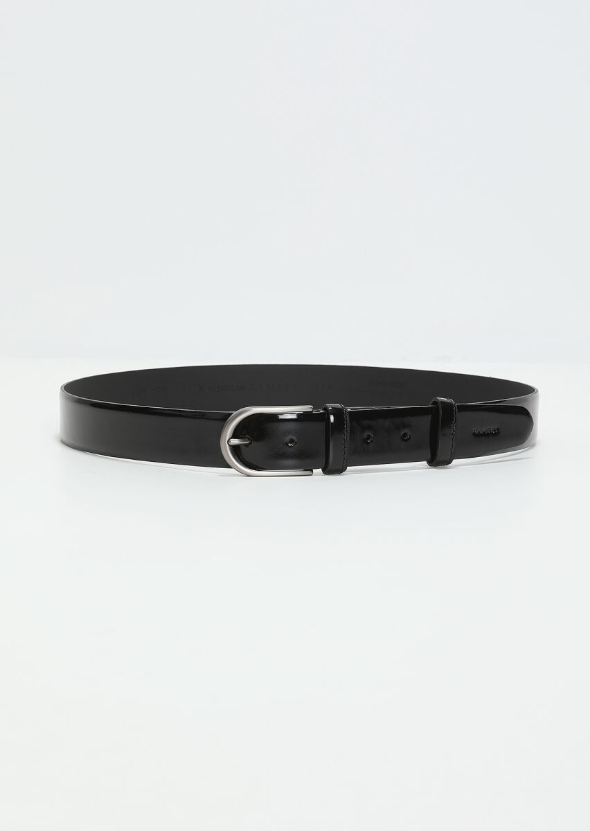 Black %100 Cow Leather Belt - 1