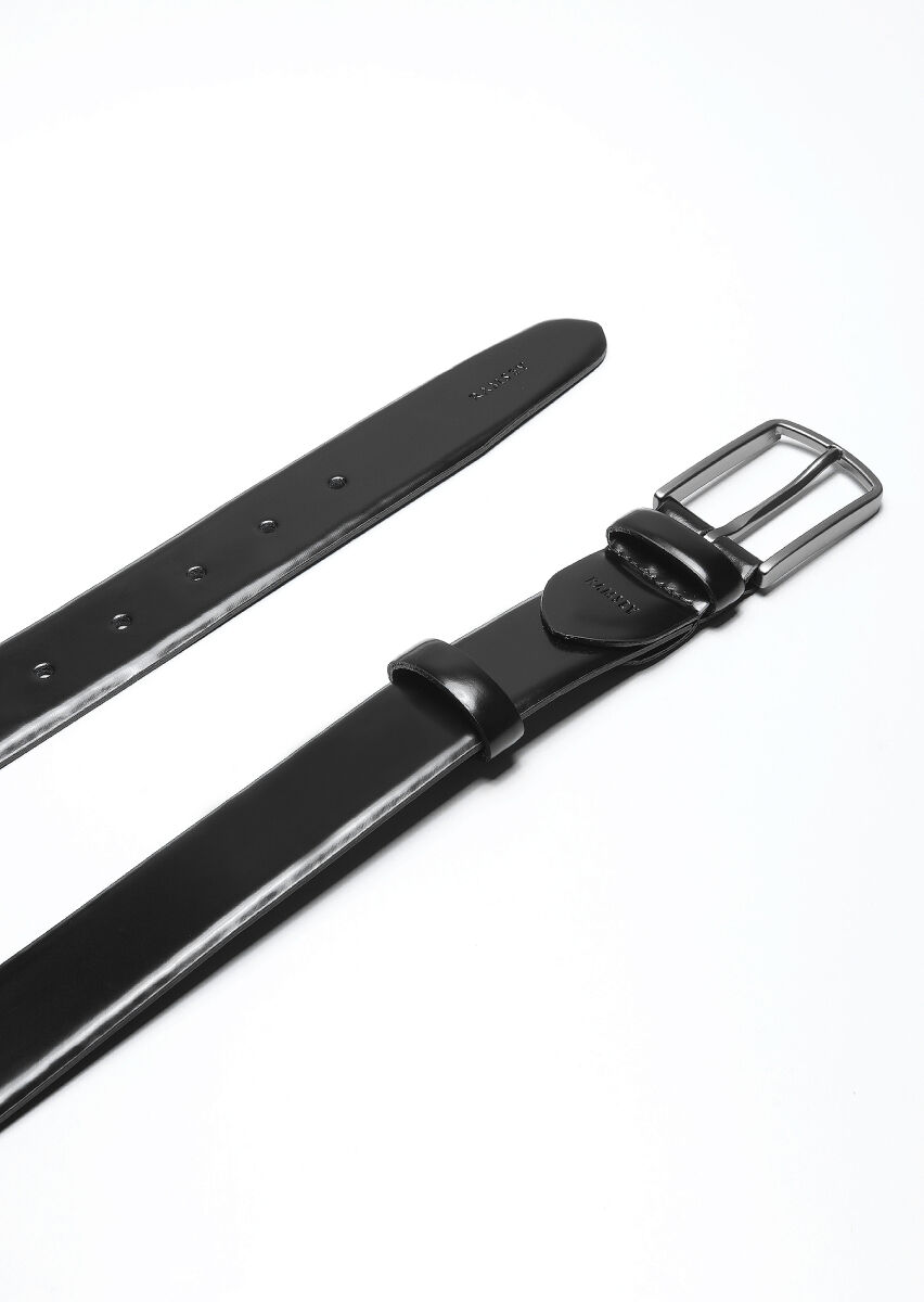 Black %100 Cow Leather Belt - 1