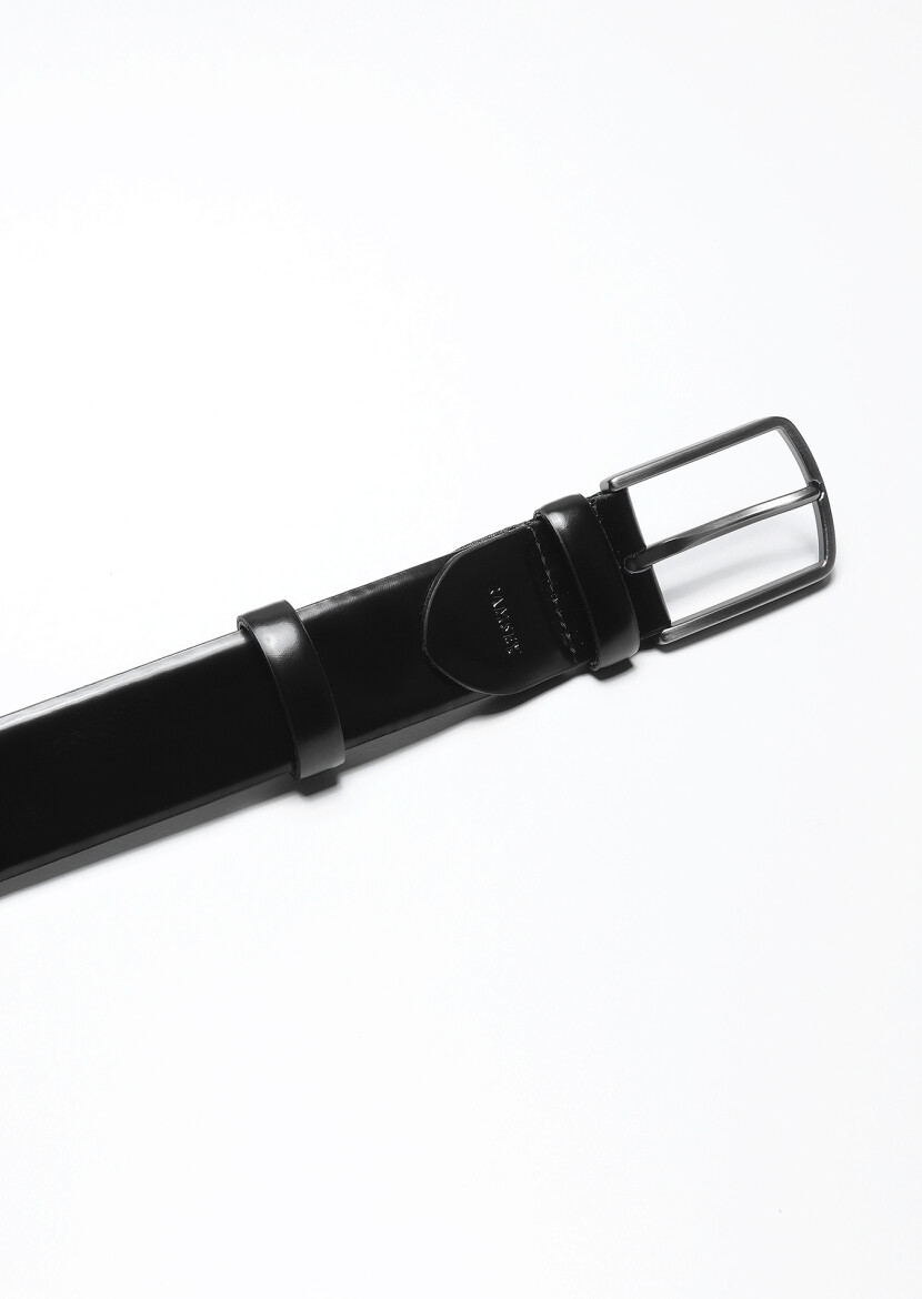 Black %100 Cow Leather Belt - 2