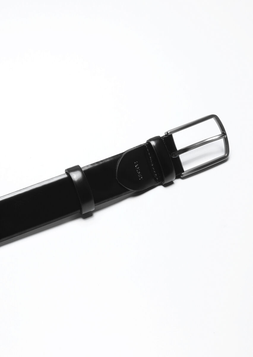 Black %100 Cow Leather Belt - 2