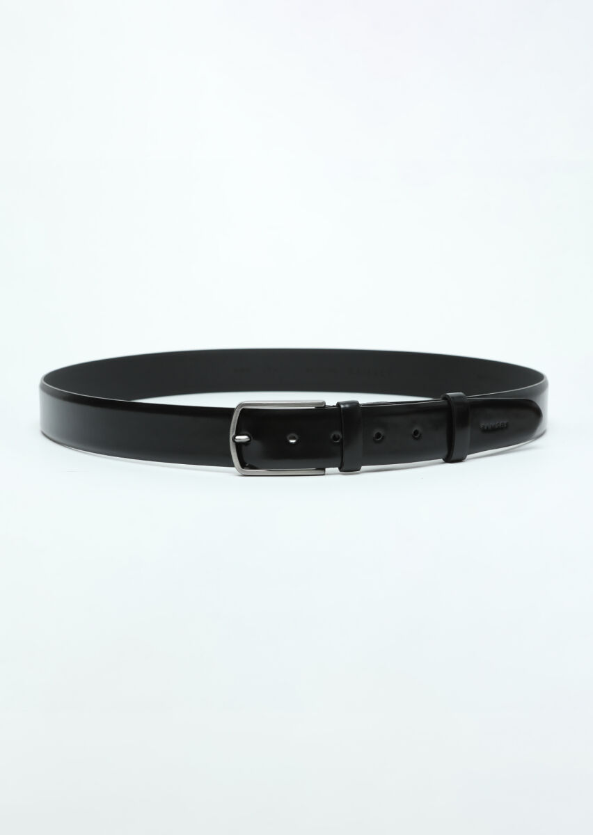 Black %100 Cow Leather Belt - 1