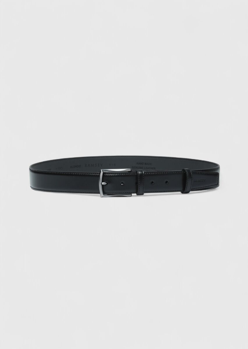 Black %100 Cow Leather Belt - 1