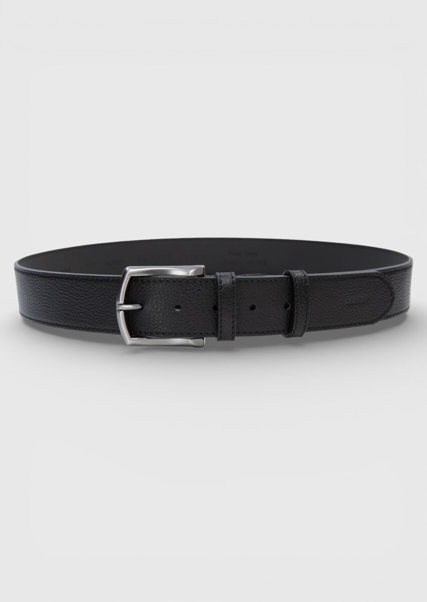 Black %100 Cow Leather Belt - 1