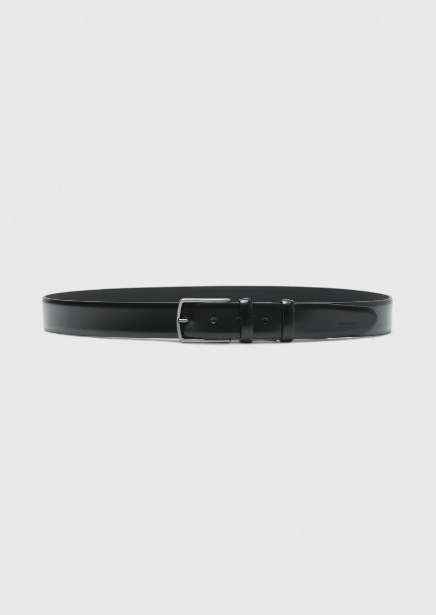 Black %100 Cow Leather Belt - 1