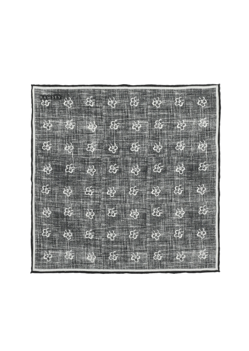 Black %100 Keten Handkerchief - 1