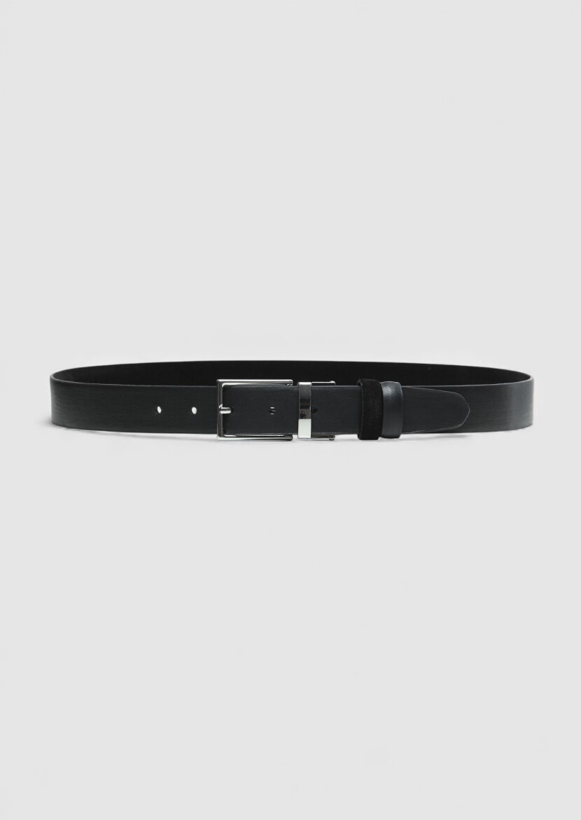 Black %100 Leather Belt - RAMSEY