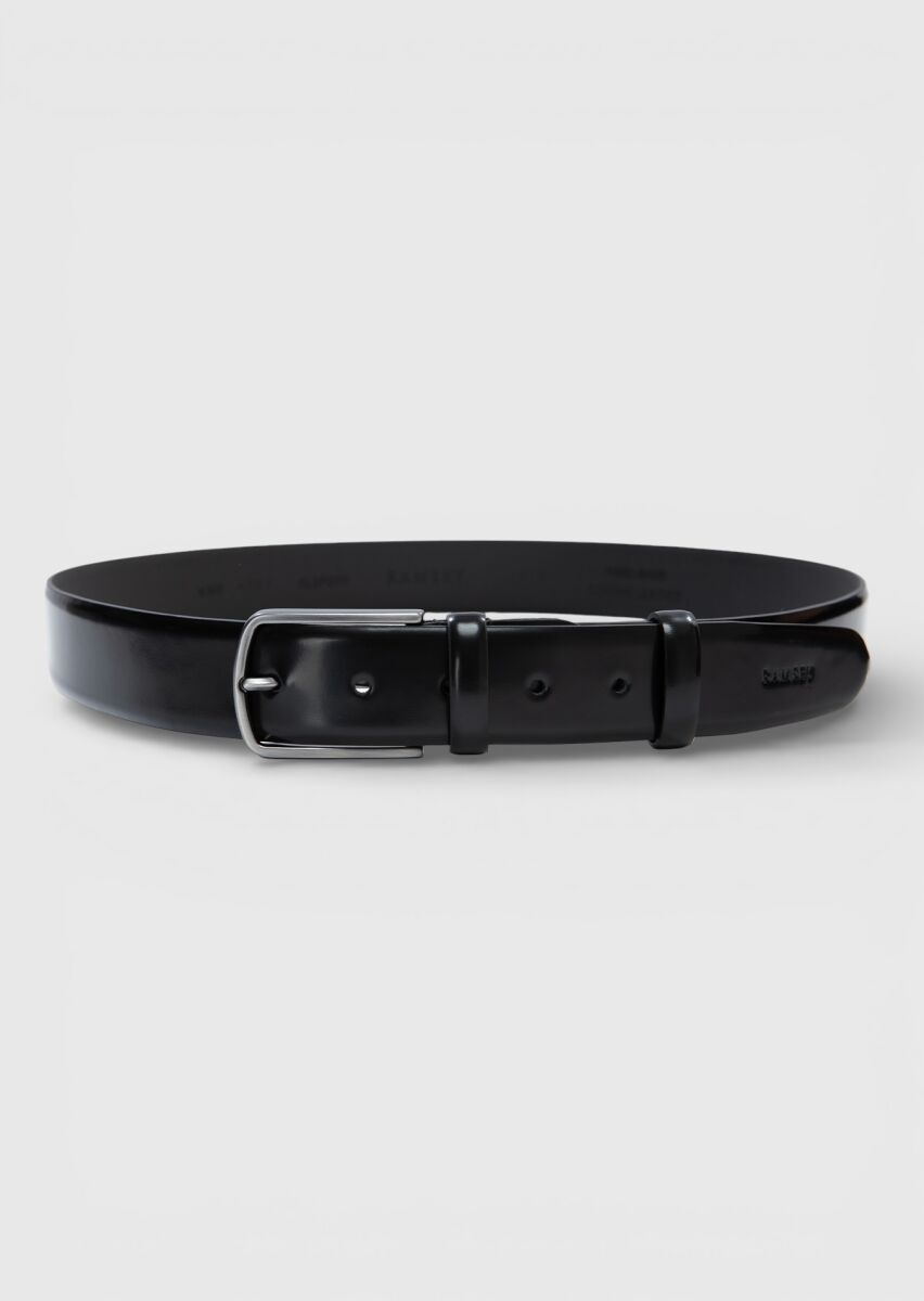 Black %100 Leather Belt - 1