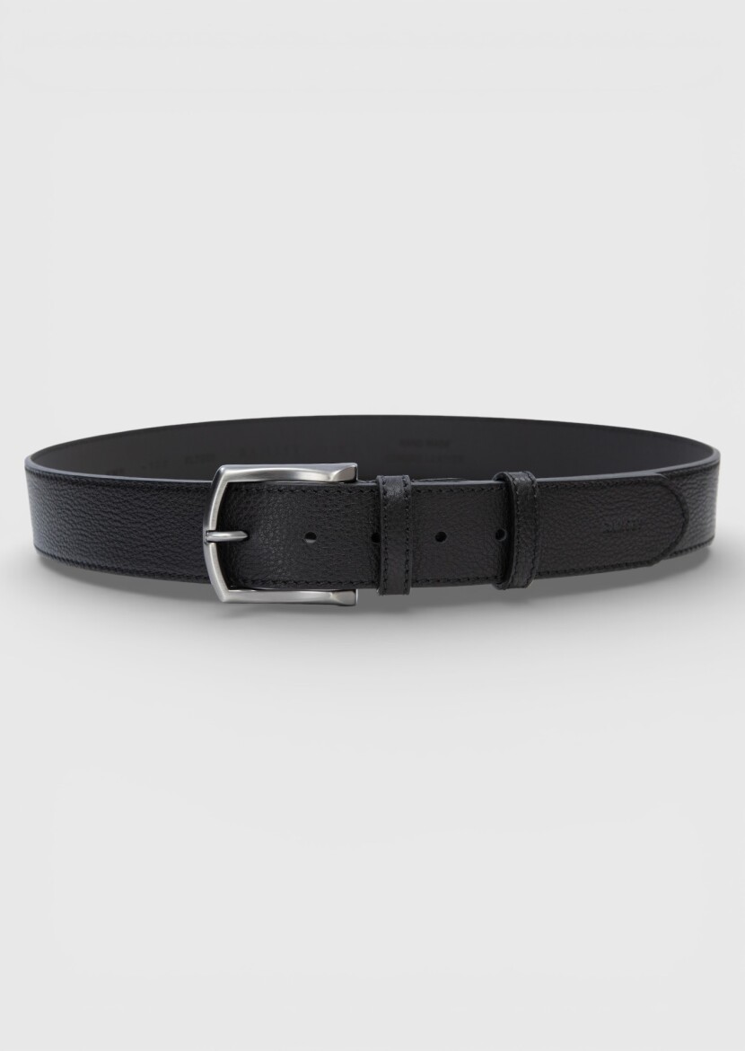 Black %100 Leather Belt - RAMSEY