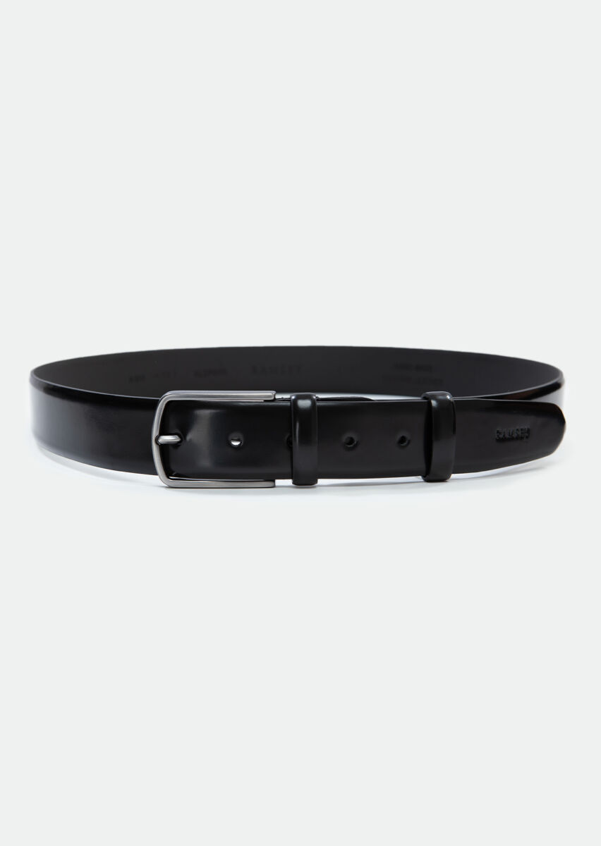 Black %100 Leather Belt - 1
