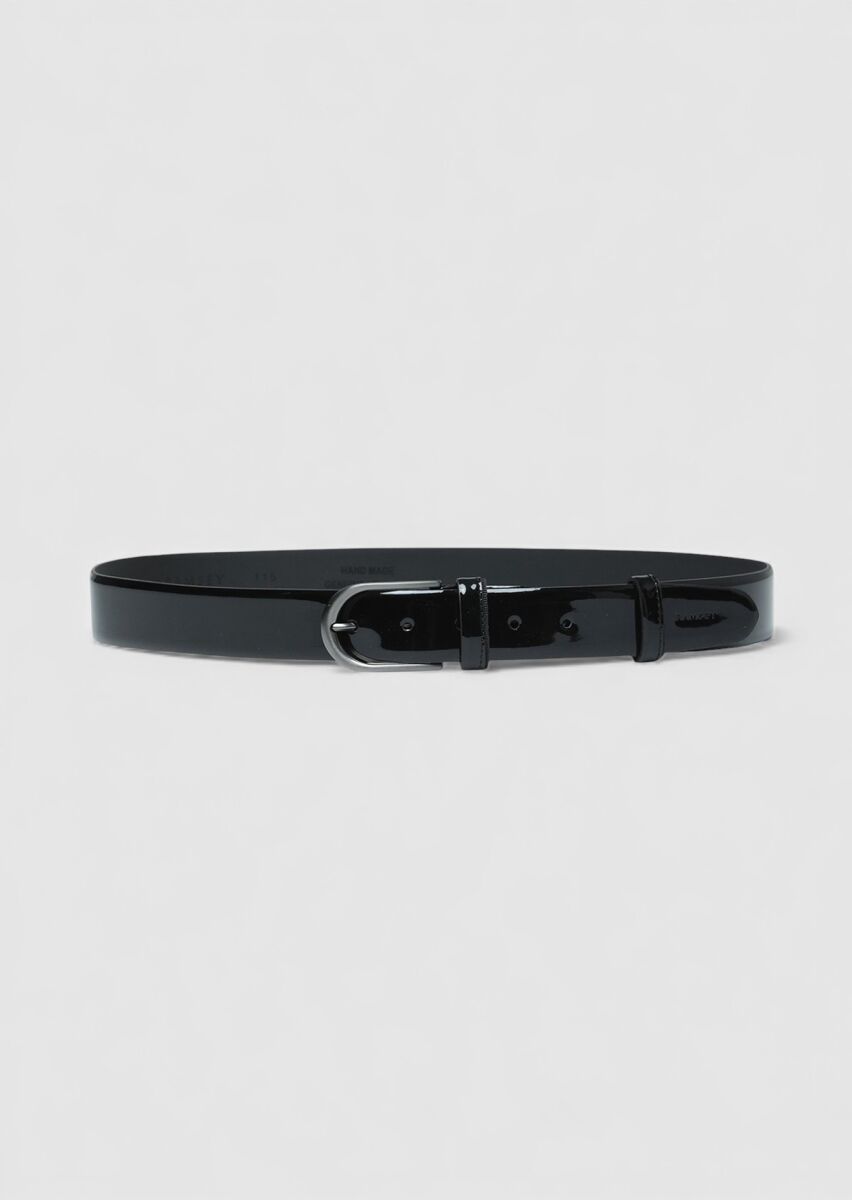 Black %100 Leather Belt - 1