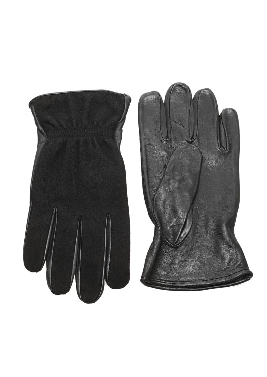 Black %50 Deri ,%30 Polyester ,%20 Yün Glove - 1