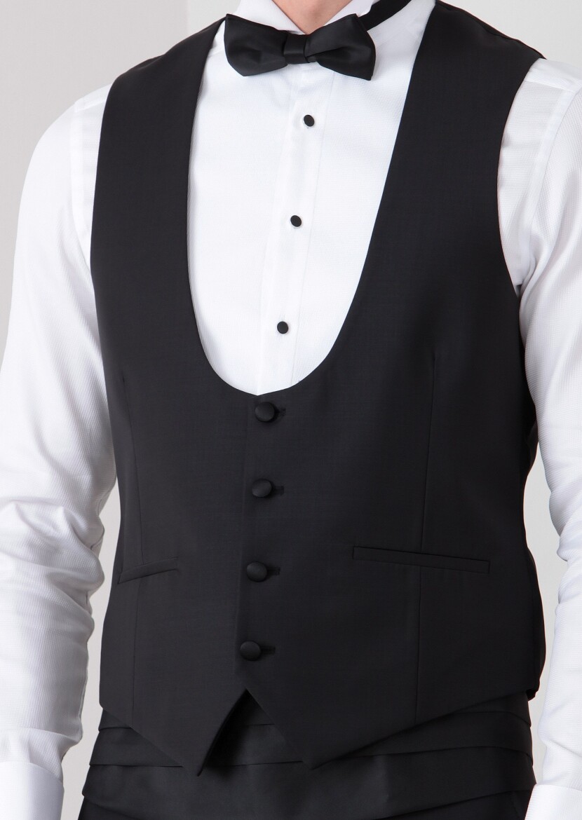 Black Butterfly Collar Classical Waistcoat - 3
