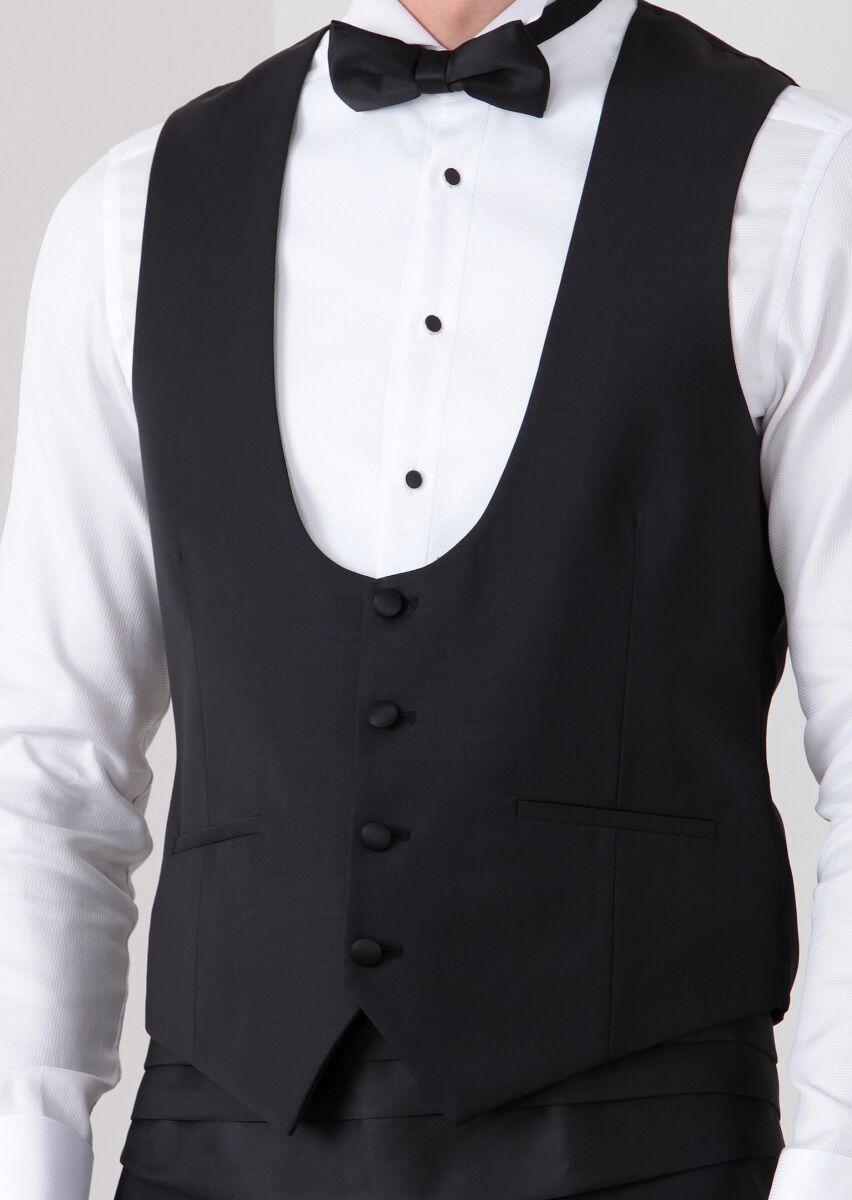 Black Butterfly Collar Classical Waistcoat - 3