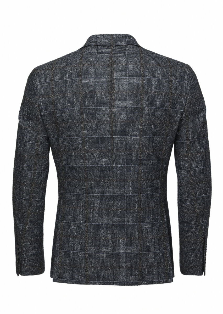 Black Checkered Zeroweight Slim Fit Wool Blended Jacket - 3