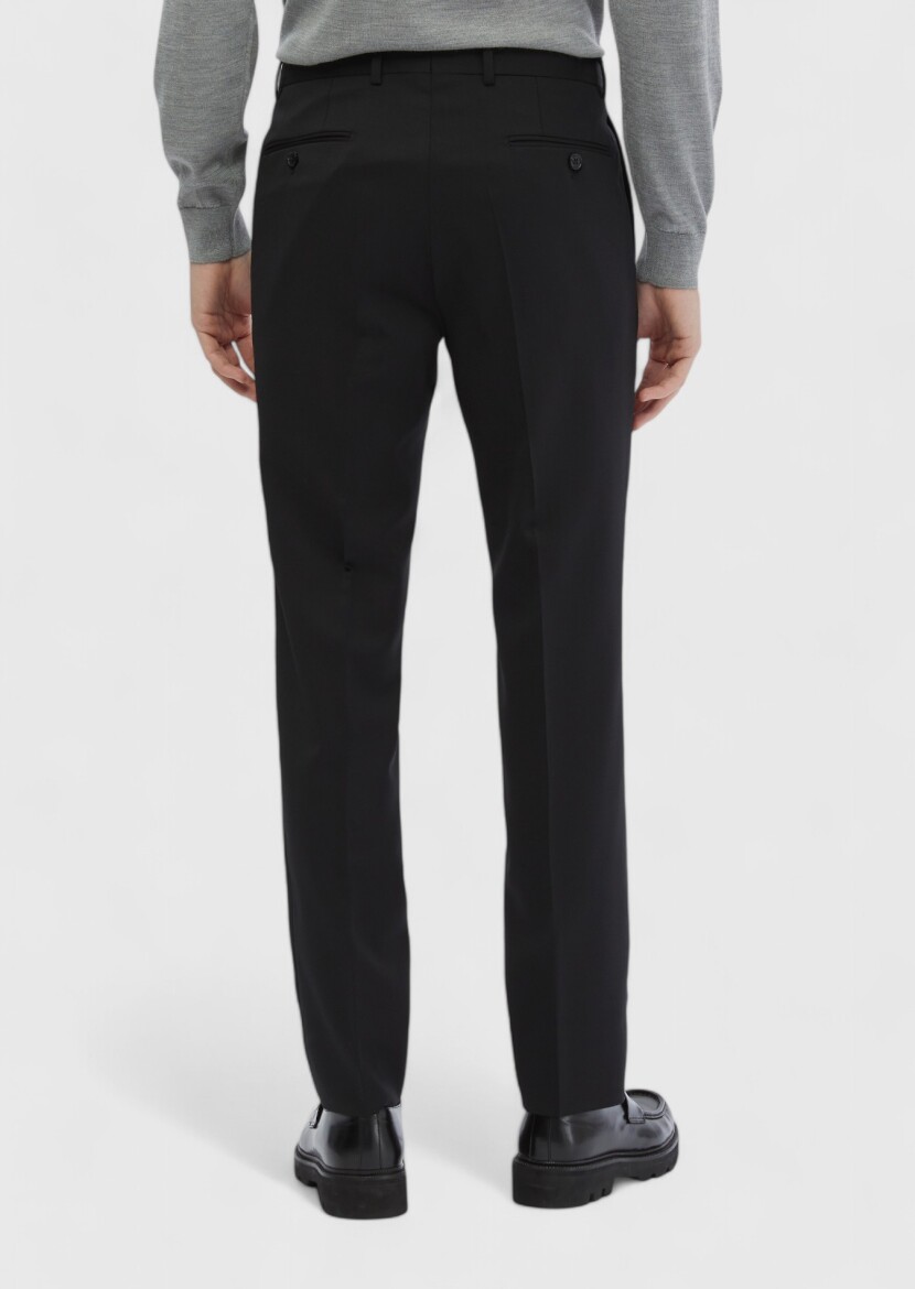 Black Classical 100% Wool Trousers - 3