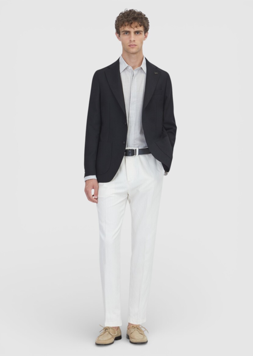 Black Comfort Fit 100% Wool Jacket 