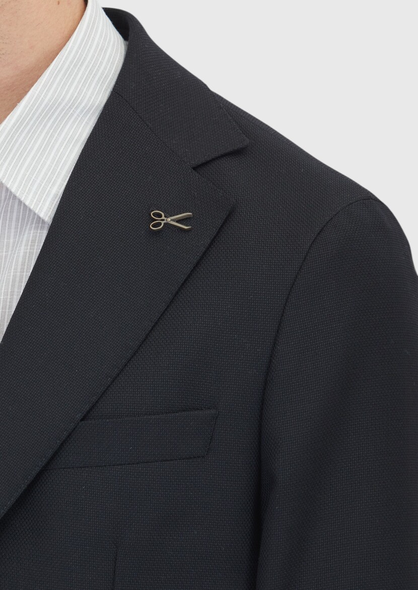 Black Comfort Fit 100% Wool Jacket - 4